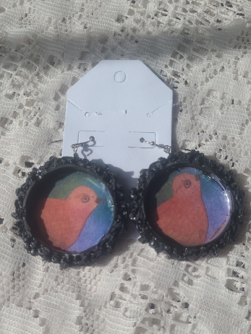 Black Framed Rainbow Parrot Drop Earrings 3 Pair For $15
